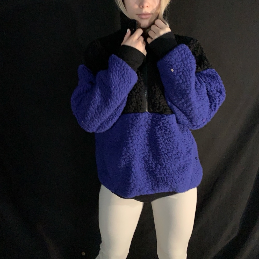Blue and black teddy jacket/ quarter zip